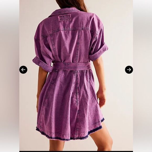 NWOT Free People Jenny Tunic Dress Purple Oversized Belted Mini - Picture 3 of 9